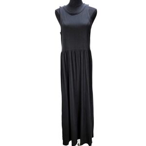 Women's J. Crew Medium‎ Black Cotton Sleeveless Drop Waist Maxi Dress Minimalist